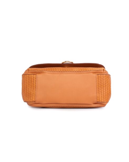 Sac porté bandoulière en cuir Zelie tresse cognac - 32x16x12 cm