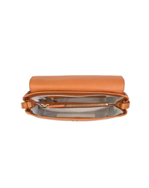 Sac porté bandoulière en cuir Zelie tresse cognac - 32x16x12 cm