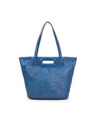 Bolso bandolera de piel tejida Ofine azul cobalto - 29x30x16 cm