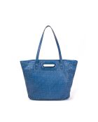 Bolso bandolera de piel tejida Ofine azul cobalto - 29x30x16 cm