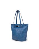 Bolso bandolera de piel tejida Ofine azul cobalto - 29x30x16 cm