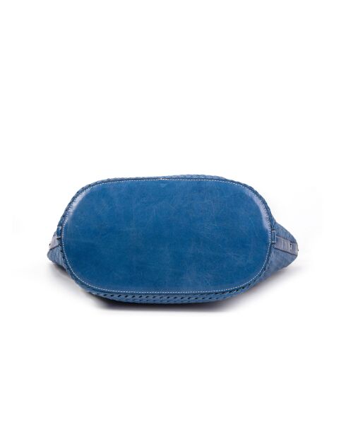 Bolso bandolera de piel tejida Ofine azul cobalto - 29x30x16 cm