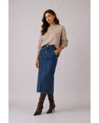 Falda elegante de algodón con jeans azules