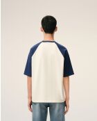 Ami de Coeur gehäkeltes Baumwoll-T-Shirt weiß/blau