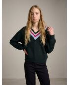 Dunkelgrüner gestreifter Pullover Diova