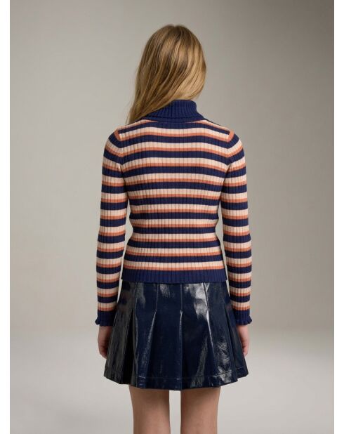 Gouly marineblauw/oranje gestreepte trui