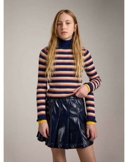 Gouly marineblauw/oranje gestreepte trui