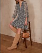 Marineblauwe jurk met print Liana