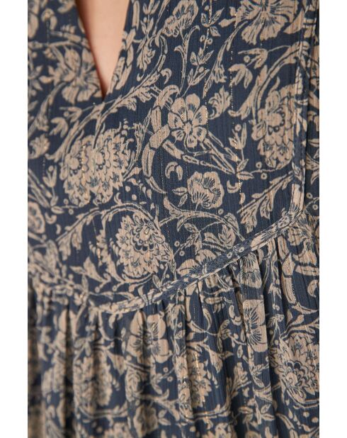 Marineblauwe jurk met print Liana