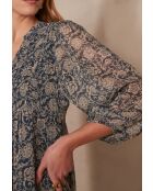 Marineblauwe jurk met print Liana
