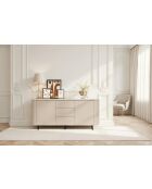 Buffet 2 portes, 3 tiroirs avec pied métal ORTISEI cachemire - 180x83x43 cm