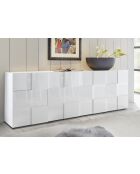 Buffet 4 portes en bois DAMA blanc laqué brillant - 241x42x84 cm