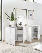 Buffet 4 portes en bois DAMA blanc laqué brillant - 241x42x84 cm