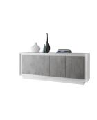 Buffet 4 portes SKY blanc mat laqué / cement - 207x80x50 cm