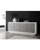 Buffet 4 portes SKY blanc mat laqué / cement - 207x80x50 cm