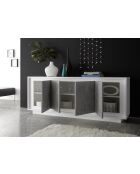 Buffet 4 portes SKY blanc mat laqué / cement - 207x80x50 cm