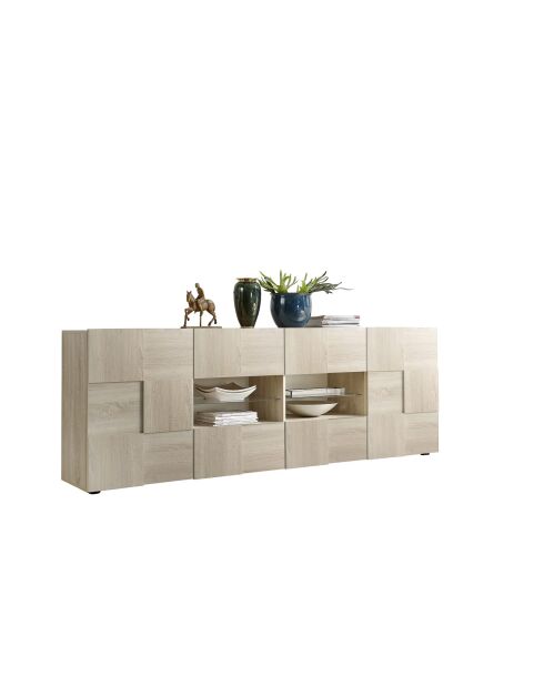 Buffet 2 portes, 4 tiroirs DAMA chêne samoa - 241x84x43 cm