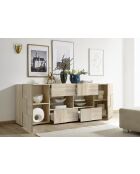 Buffet 2 portes, 4 tiroirs DAMA chêne samoa - 241x84x43 cm