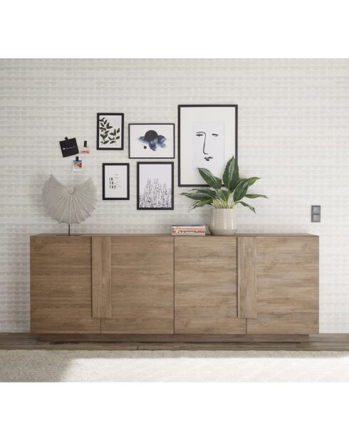 Buffet 4 portes JUPITER chêne mercure - 241x44x90 cm