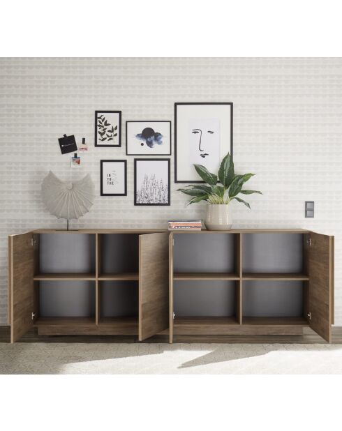 Buffet 4 portes JUPITER chêne mercure - 241x44x90 cm