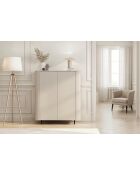 Meuble de rangement 2 portes avec pied métal ORTISEI cachemire - 130x154x43 cm