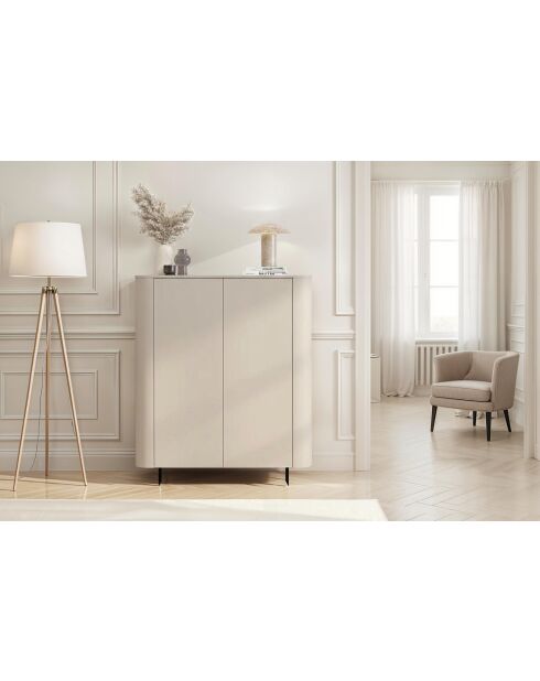 Meuble de rangement 2 portes avec pied métal ORTISEI cachemire - 130x154x43 cm