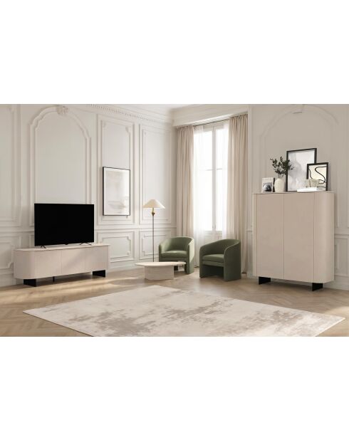 Meuble de rangement 2 portes avec pied métal ORTISEI cachemire - 130x154x43 cm