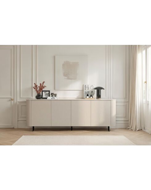 Buffet 4 portes avec pied métal ORTISEI cachemire - 230X43X85 cm