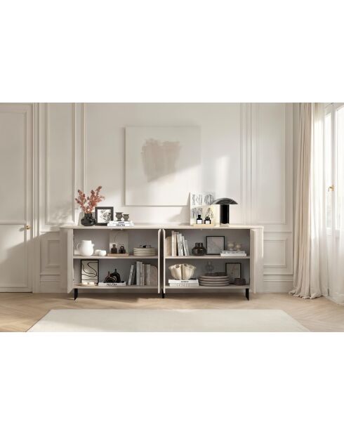 Buffet 4 portes avec pied métal ORTISEI cachemire - 230X43X85 cm
