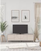 Buffet bas 4 portes STONE cachemire - 205x62x40 cm