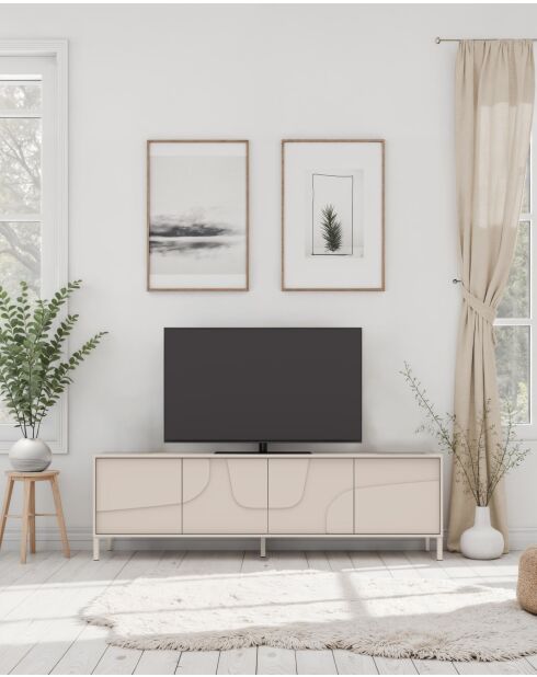 Buffet bas 4 portes STONE cachemire - 205x62x40 cm