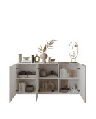 Sideboard 3 portes VENUS blanc laqué brillant chêne cadiz - 181x44x84 cm