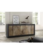 Buffet 4 portes BASIC noir mat / pero - 207x86x43 cm