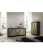 Buffet 4 portes BASIC noir mat / pero - 207x86x43 cm