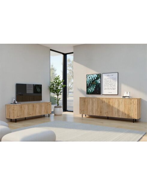 Buffet 4 portes MURANO chêne cadiz - 230.5x83x43 cm