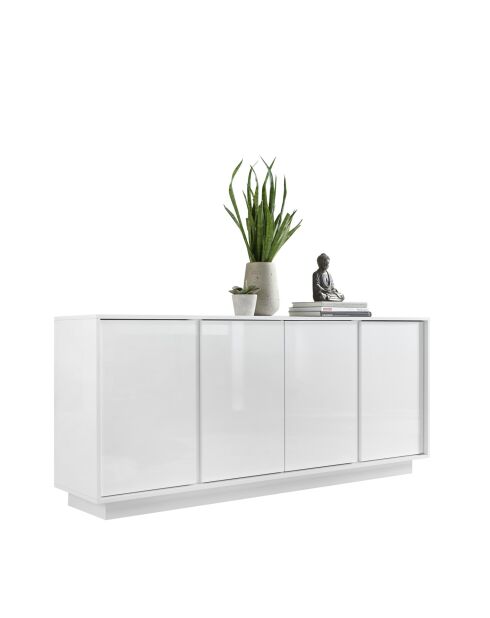 Buffet 4 portes ICE blanc laqué brillant - 180x78x43 cm