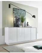 Buffet 4 portes ICE blanc laqué brillant - 180x78x43 cm