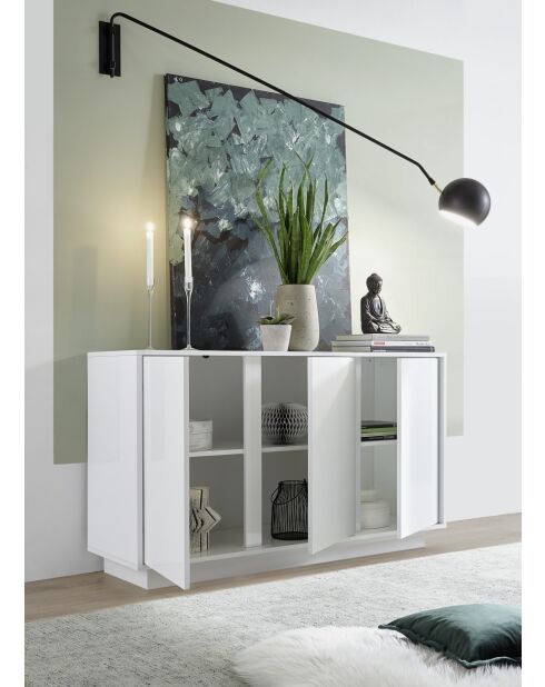 Buffet 3 portes ICE blanc laqué brillant - 137.1x42.4x78.2 cm