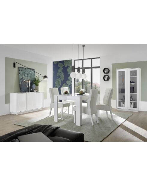 Buffet 3 portes ICE blanc laqué brillant - 137.1x42.4x78.2 cm