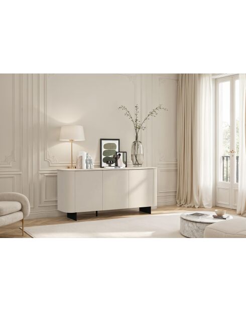 Buffet 3 portes avec pied métal ORTISEI cachemire - 180x83x43 cm