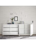 Buffet 3 tiroirs, 2 portes JUPITER blanc laqué brilliant - 241x44x90 cm