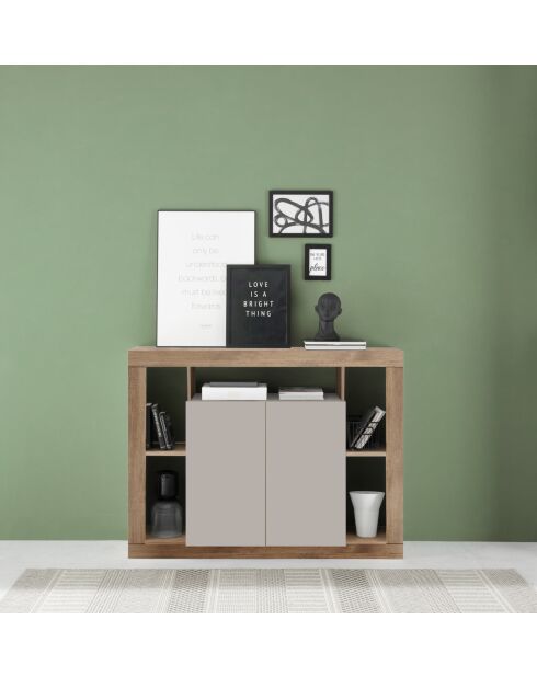 Buffet 2 portes RIMINI mercure / cachemire - 134x102x40 cm