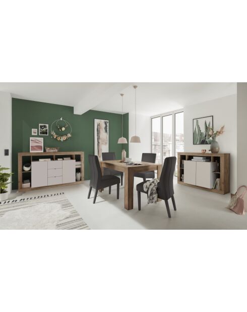 Buffet 2 portes RIMINI mercure / cachemire - 134x102x40 cm