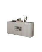 Buffet 2 portes, 2 tiroirs RIO blanc laqué brillant - 181x84x42 cm