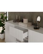 Buffet 2 portes, 2 tiroirs RIO blanc laqué brillant - 181x84x42 cm