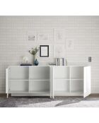 Buffet 4 portes JUPITER blanc laqué brilliant - 241x44x90 cm