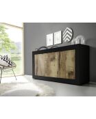Buffet 3 portes BASIC noir mat / pero - 160x42x85.8 cm