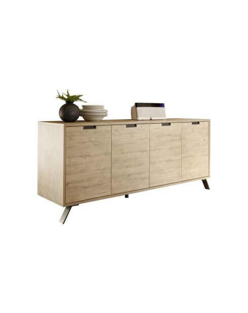 Buffet 4 portes PALMA chêne clair - 206x50x85.4 cm