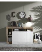 Buffet 3 portes HAMBURG blanc laqué brillant pero - 146x93x42 cm