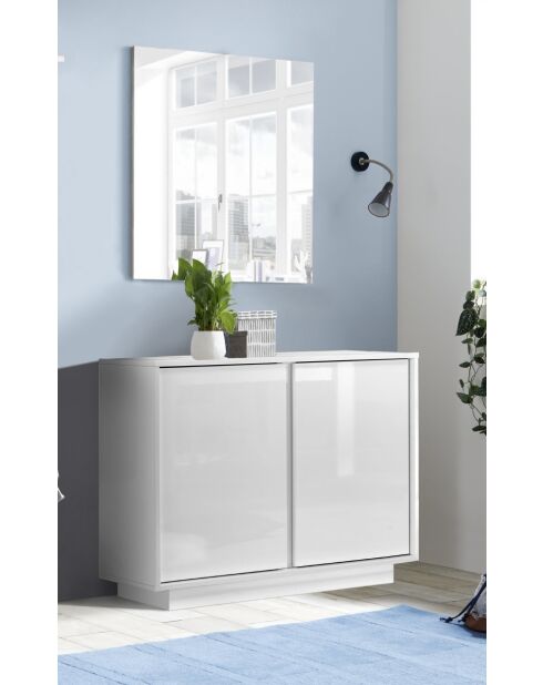 Buffet 2 portes ICE blanc laqué brillant - 92x79x43 cm